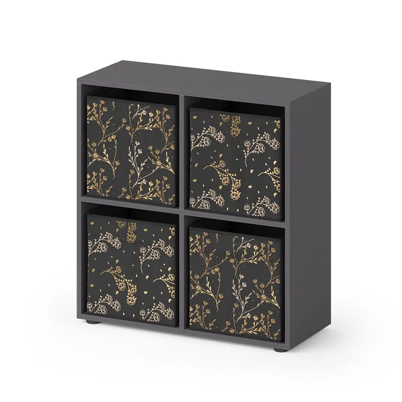 Dělicí stěna Tetra Černá 72.6 x 72 cm se 4 skládacími boxy opt.2 Vicco Sezónní Sleva