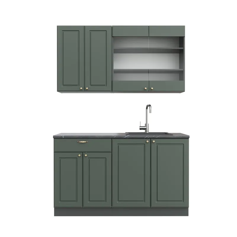 Jednotková kuchyně Fame-Line Zeleno-zlatá Country House/Anthracite 140 cm bez pracovní desky Vicco Akční Cena