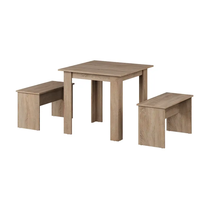 Vysoce Kvalitní Jídelní stůl sestava Sentio Sonoma 80 x 80 cm se 2 lavicemi Vicco