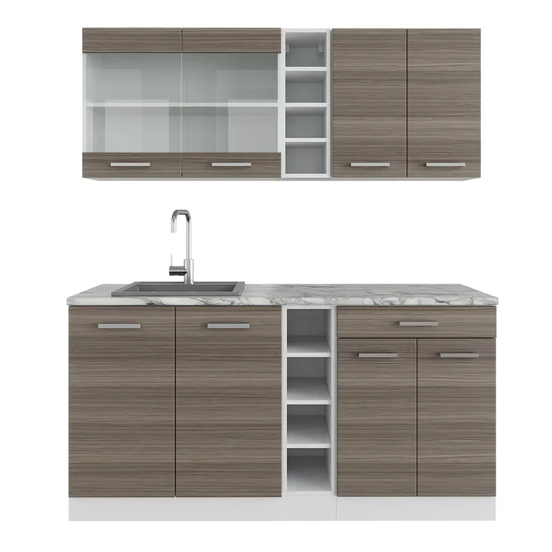 Nová Kolekce Jednotková kuchyně R-Line Vzácná šedá/bílá 160 cm s pracovní deskou Vicco