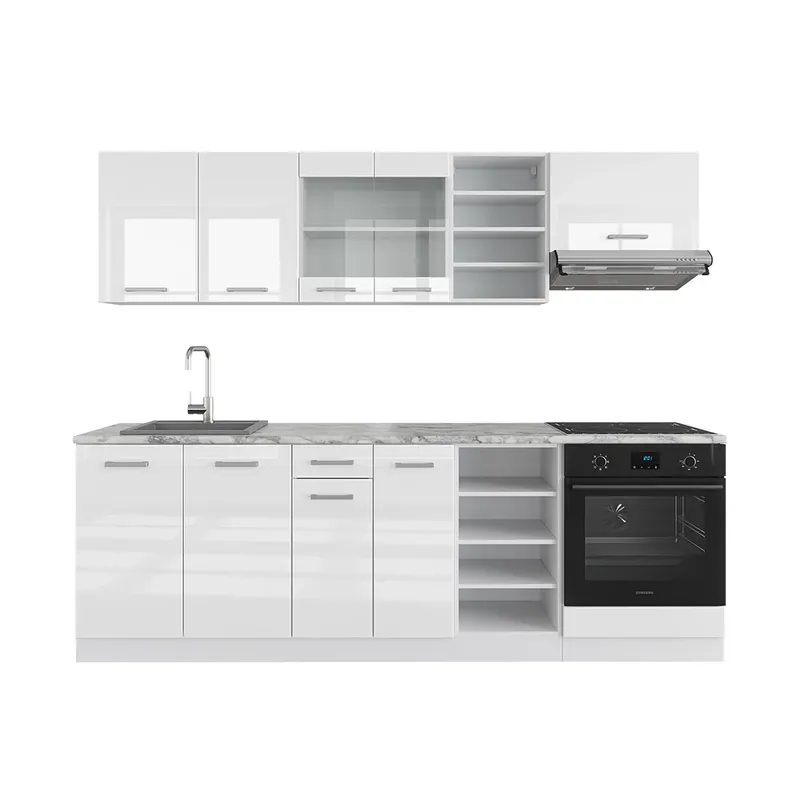 Kuchyňský kout R-Line Bílá vysoký lesk/bílá 240 cm s pracovní deskou Vicco Ověřený
