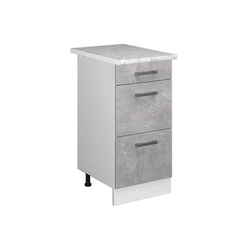 Spodní skříňka kuchyňské linky R-Line Beton 40 cm se zásuvkami a pracovní deskou Vicco Nejlepší Volba