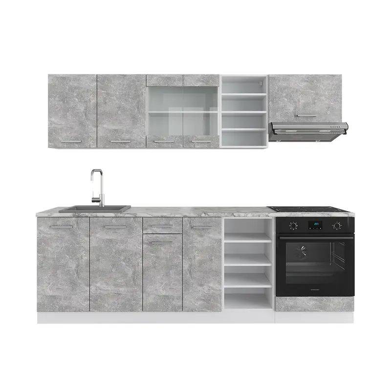 Odeslání Ihned Kuchyňský kout R-Line Beton/bílá 240 cm s pracovní deskou Vicco