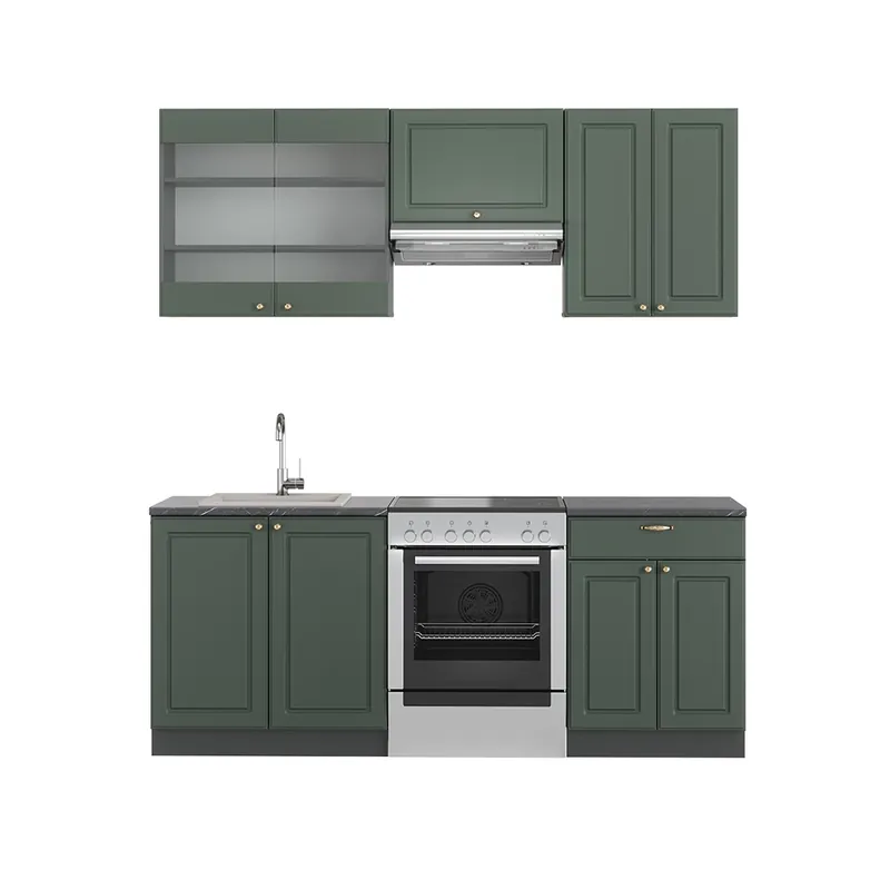 Kuchyňský kout Fame-Line Zeleno-zlatá Country House/Anthracite 200 cm bez pracovní desky Vicco Jen Po Omezenou Doba