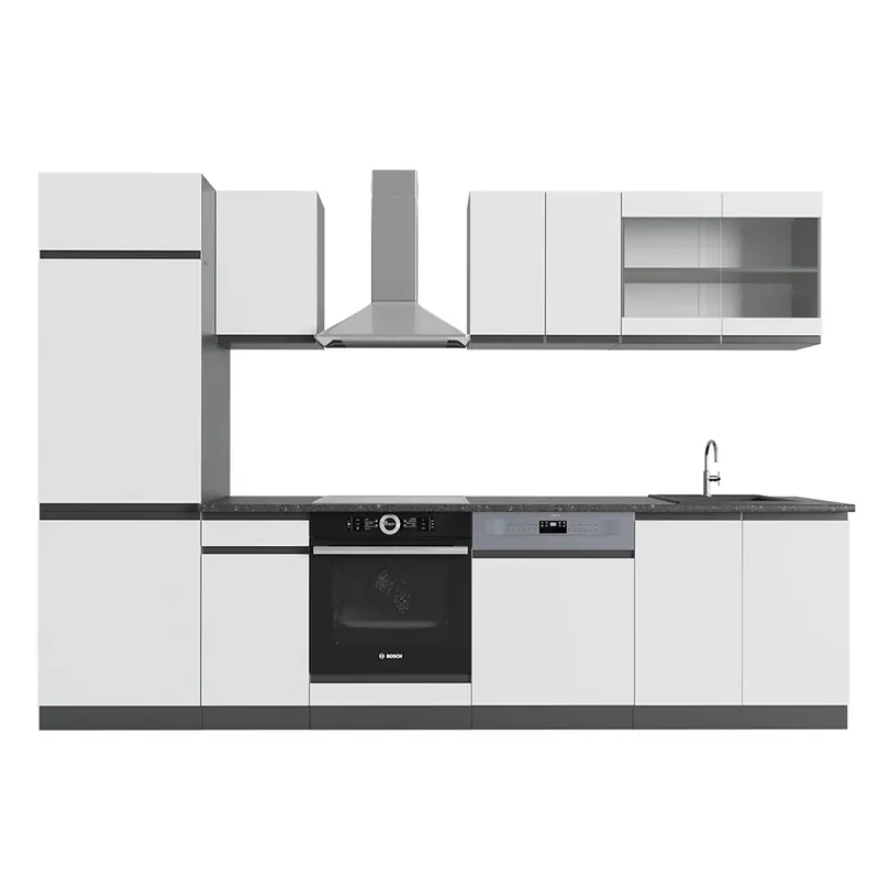Ověřený Kuchyňský kout R-Line Bílá/antracitová 300 cm Tvar J Vicco