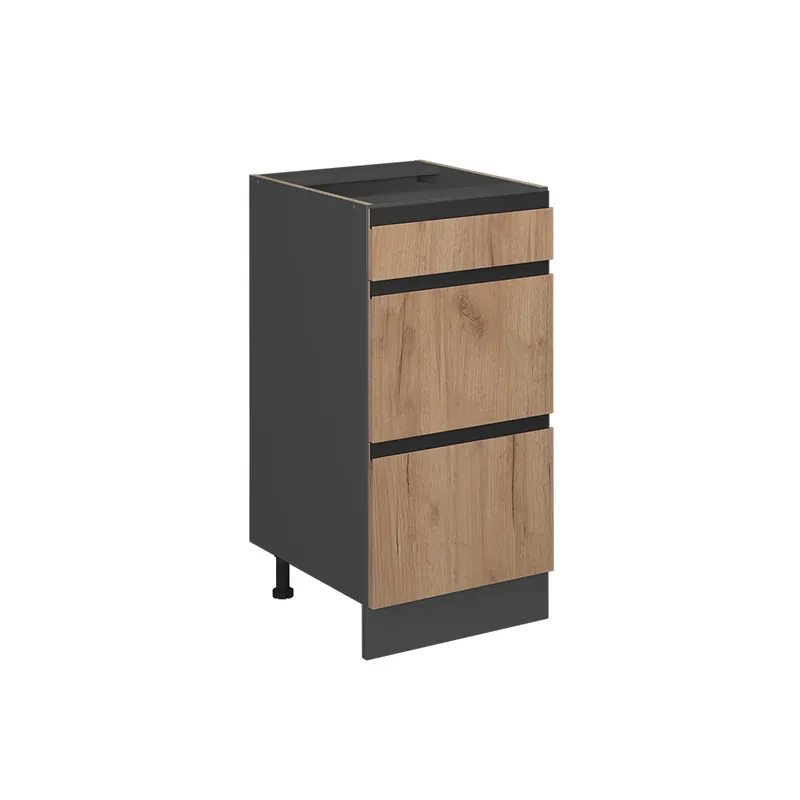 Finální Výprodej Spodní skříňka kuchyňské linky R-Line Zlatý mocný dub 40 cm Tvar J, se zásuvkami, bez pracovní desky Vicco