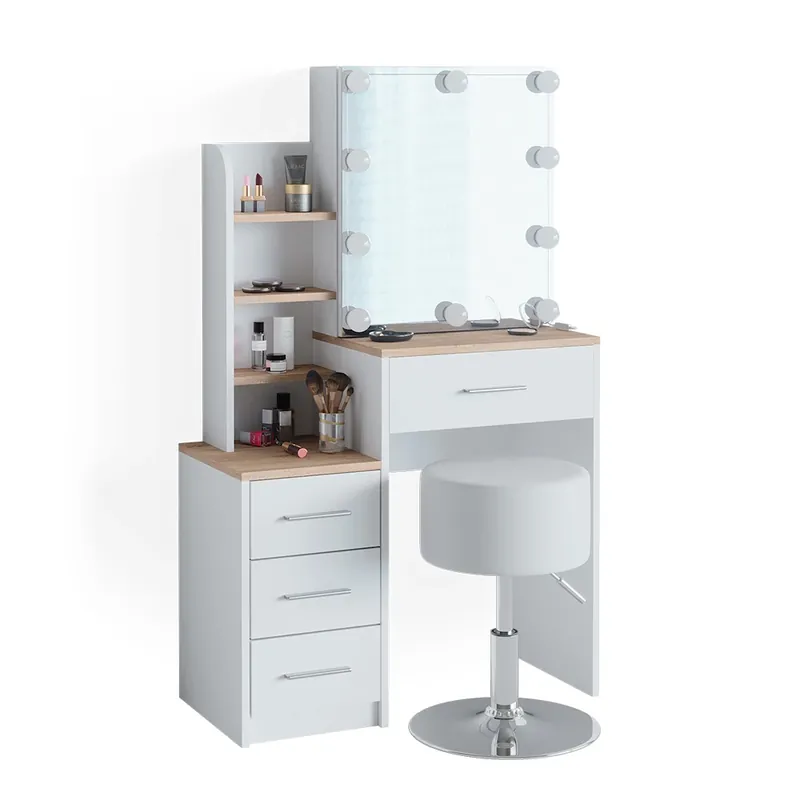 Toaletní stolek Conrada Bílá/Sonoma 36 cm s LED osvětlením a taburetem Vicco Rychlé Dodání