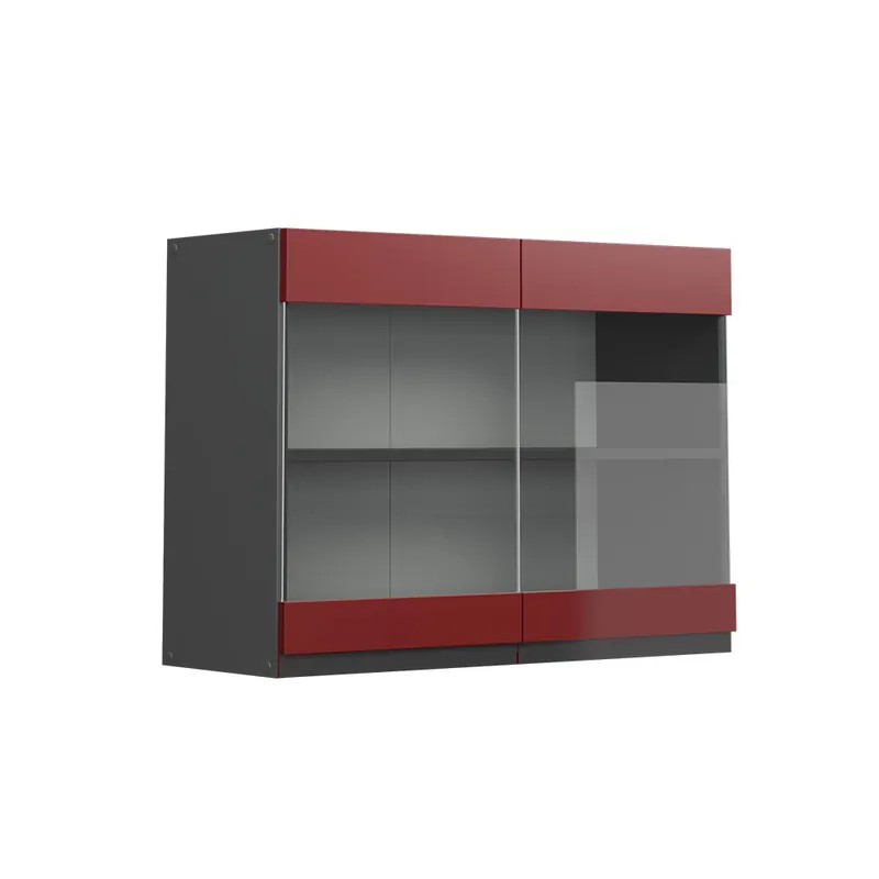 Speciální Cena Skleněná kuchyňská skříňka R-Line Červená 80 cm Tvar J Vicco