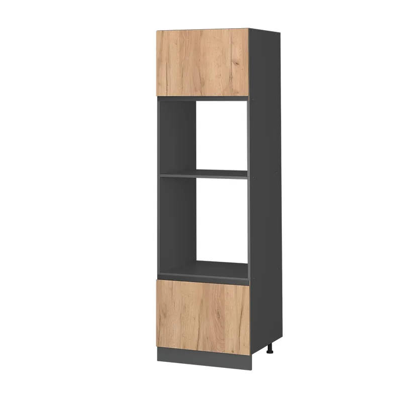 Cenová Bomba Skříňka na mikrovlnnou troubu R-Line Zlatý mocný dub 60 cm Tvar J Vicco