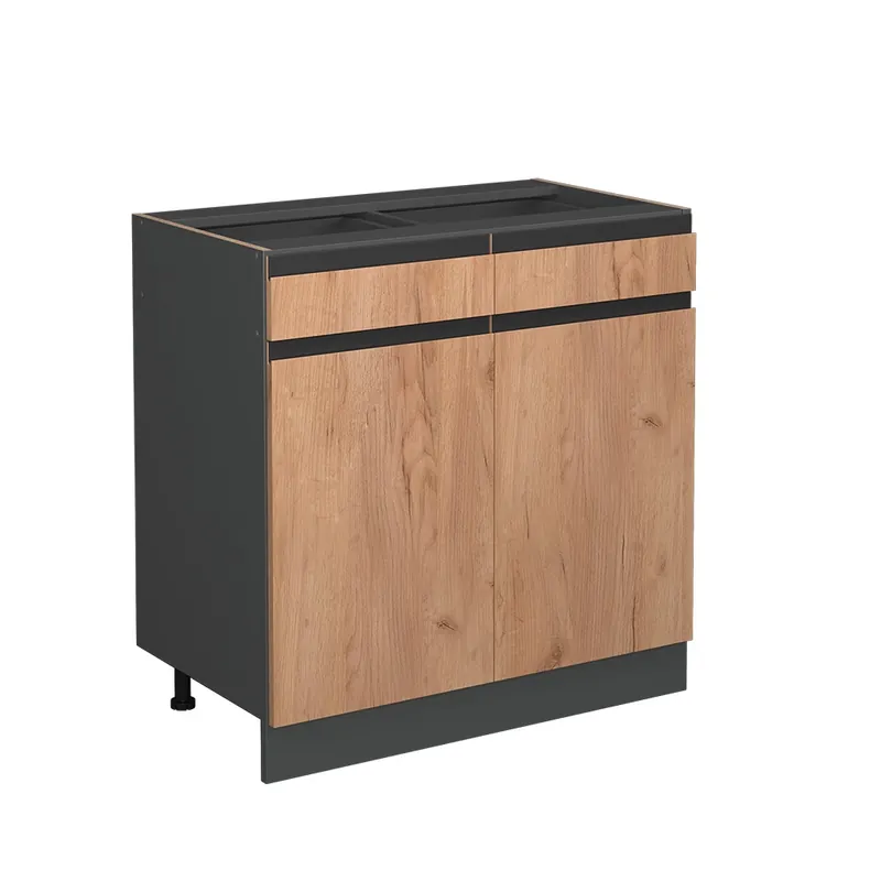 Spodní skříňka kuchyňské linky R-Line Zlatý mocný dub 80 cm Tvar J, bez pracovní desky Vicco Finální Výprodej