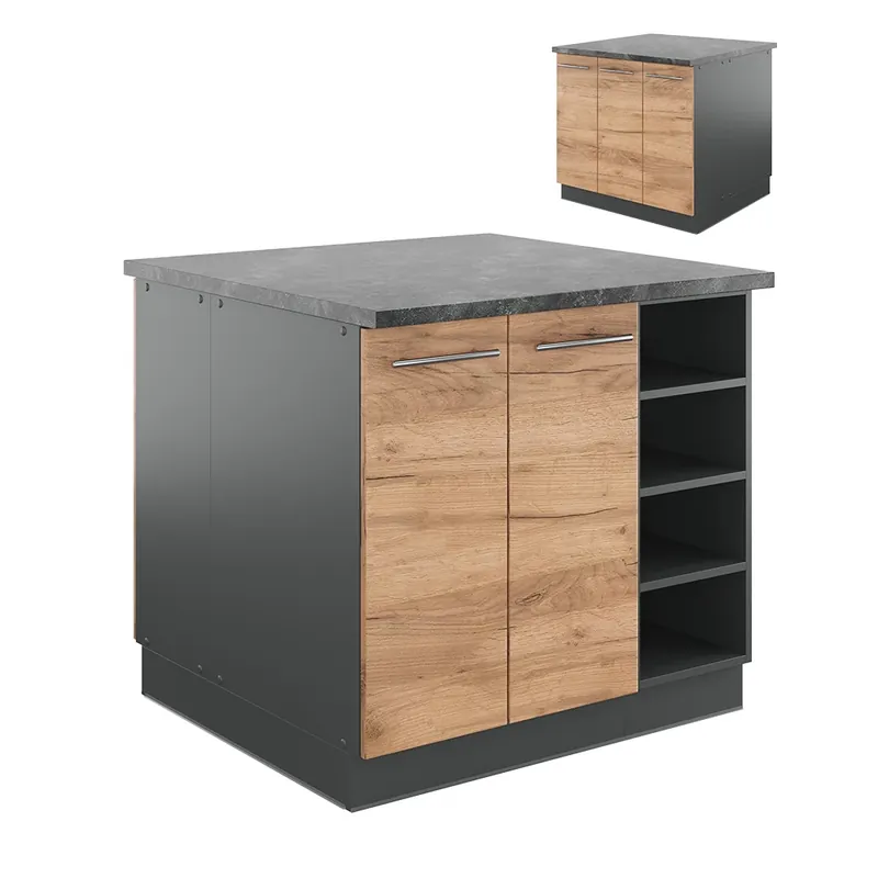 Top Prodej Kuchyňský ostrov Fame-Line Zlatý dub power/antracit 90 cm bez pracovní desky Vicco