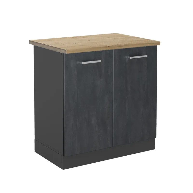 Autentický Skříňka pod dřez R-Line Černý beton 80 cm PD Dub Vicco