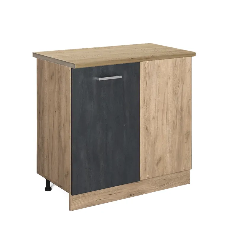 Levný Rohová skříňka R-Line Černý beton 86 cm PD Dub Vicco