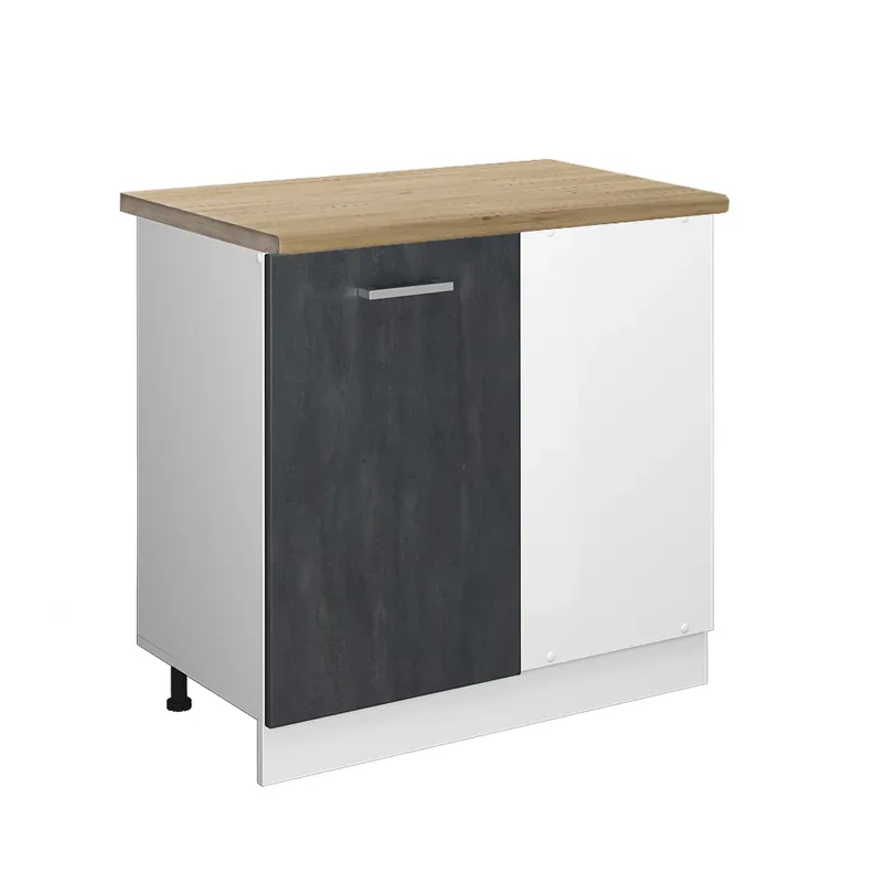 Aktuální Rohová skříňka R-Line Černý beton 86 cm PD Dub Vicco