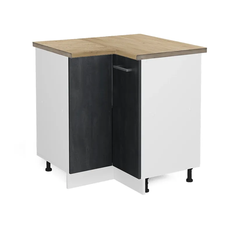 Víkendová Akce Rohová skříňka R-Line Černý beton 75.6 cm PD Dub Vicco