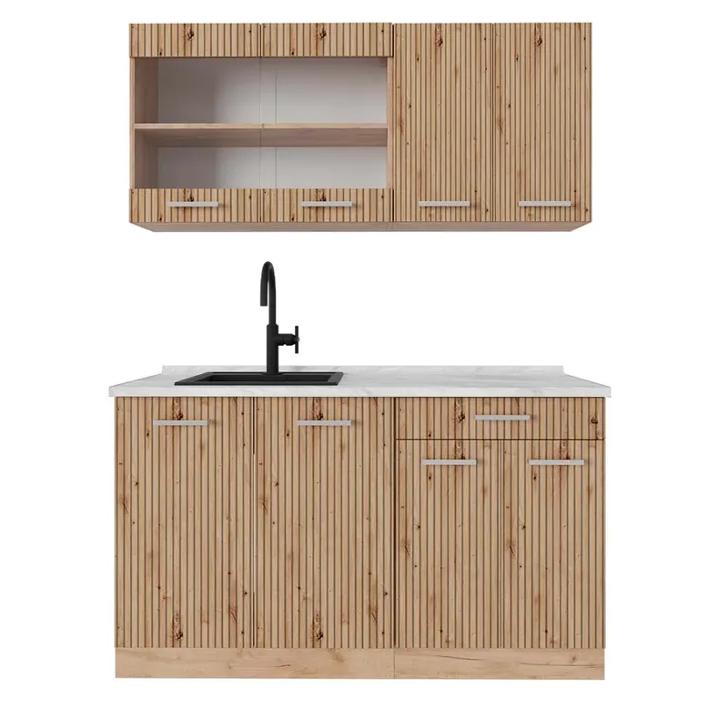 Jednotková kuchyně R-Line Dub Artisan / dub Goldkraft 140 cm s pracovní deskou Vicco Top Prodej