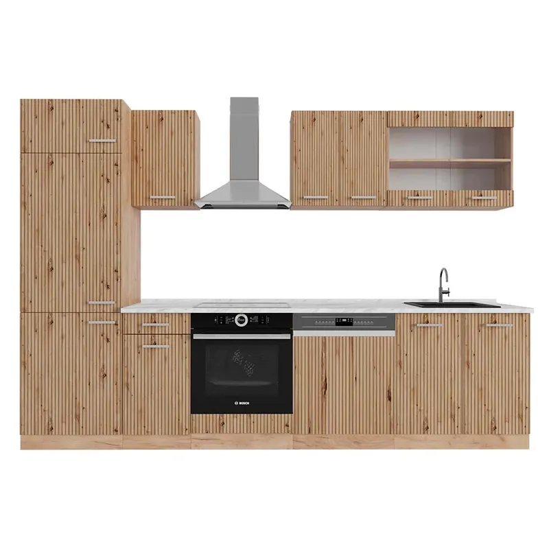 Kuchyňský kout R-Line Dub Artisan / dub Goldkraft 300 cm s pracovní deskou Vicco Must-Have