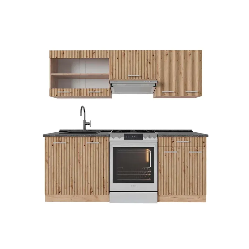 Akční Cena Kuchyňský kout R-Line Dub Artisan / dub Goldkraft 200 cm , PD Antracit Vicco