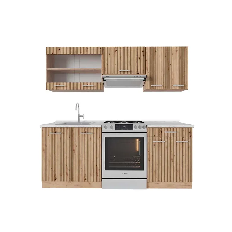 Značkový Kuchyňský kout R-Line Dub Artisan / dub Goldkraft 200 cm , AP Marble Vicco