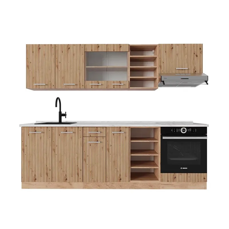 Výprodej Kuchyňský kout R-Line Dub Artisan / dub Goldkraft 240 cm s pracovní deskou Vicco