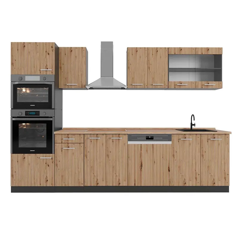 Oblíbený Kuchyňský kout R-Line Dub Artisan/antracit 300 cm s vysokou skříní, PD Dub Vicco
