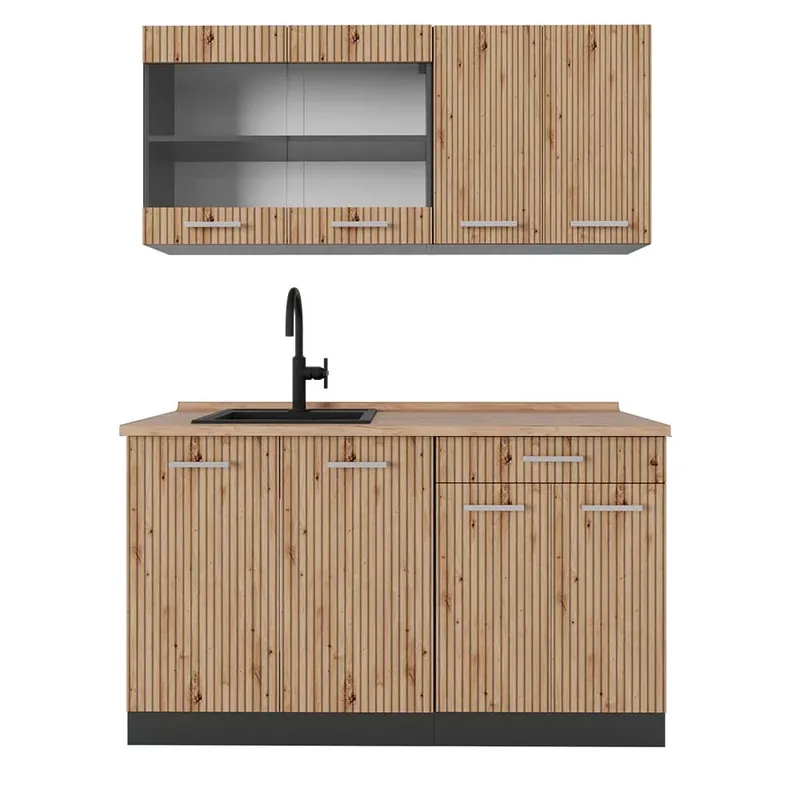 Super Cena Jednotková kuchyně R-Line Dub Artisan/antracit 140 cm , PD Dub Vicco