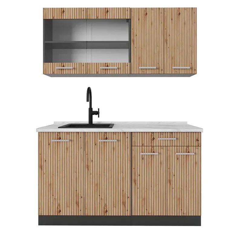 Cenově Výhodný Jednotková kuchyně R-Line Dub Artisan/antracit 140 cm s pracovní deskou Vicco