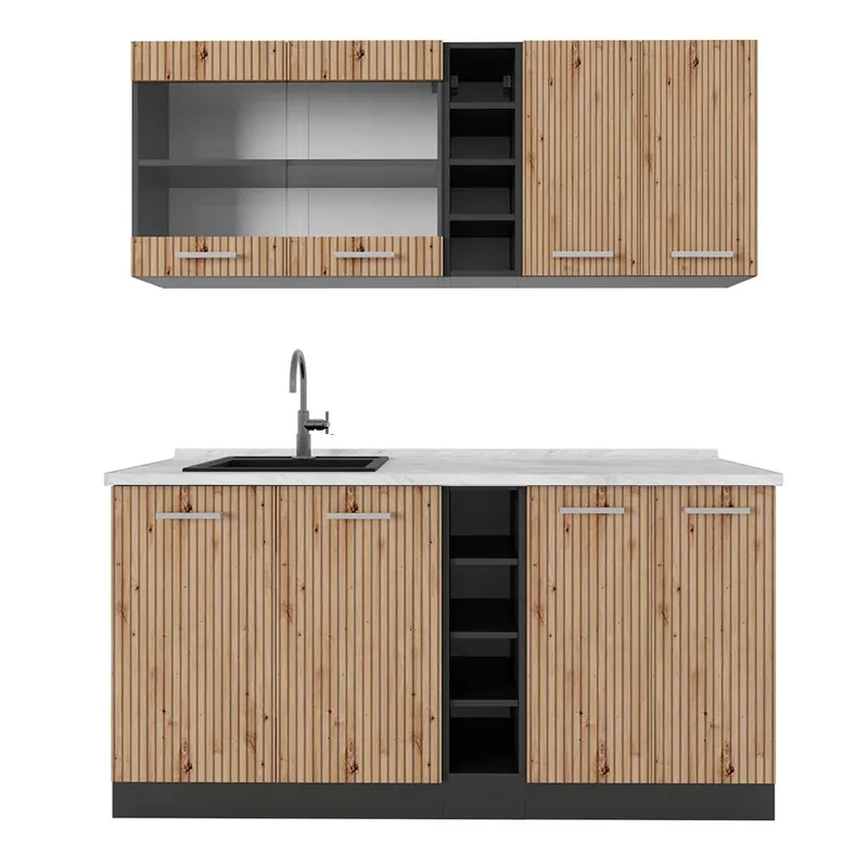 Jednotková kuchyně R-Line Dub Artisan/antracit 160 cm s pracovní deskou Vicco Omezená Nabídka
