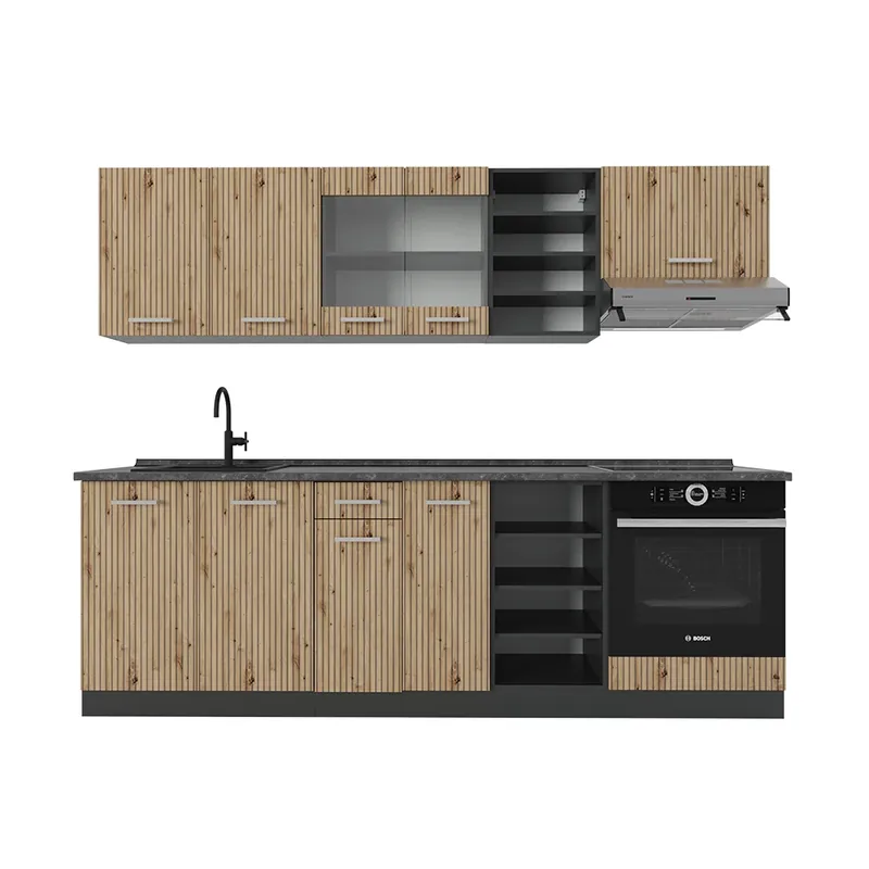 Omezená Nabídka Kuchyňský kout R-Line Dub Artisan/antracit 240 cm bez pracovní desky Vicco