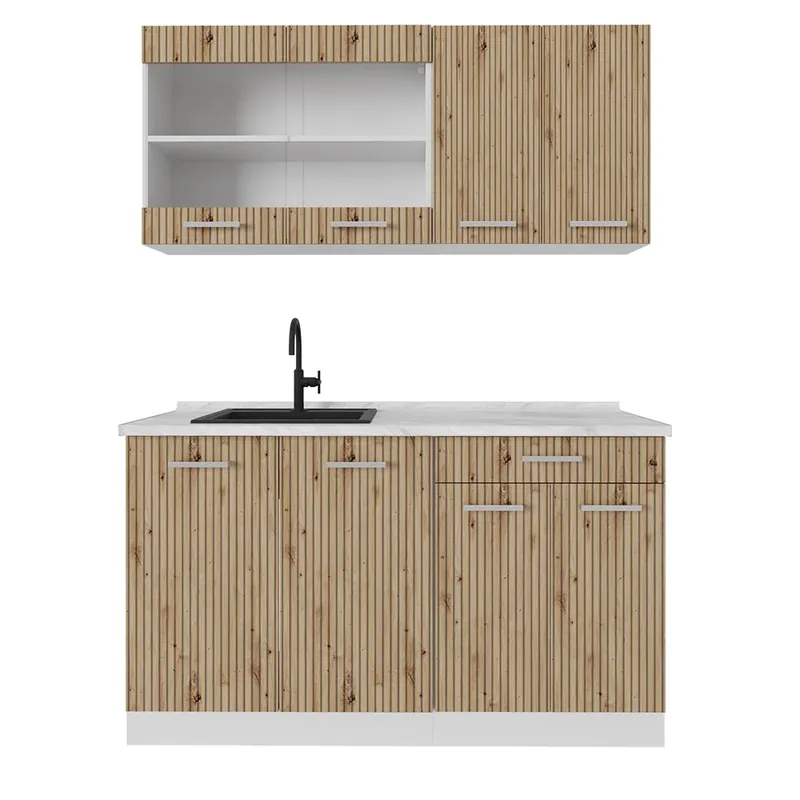 Sleva Jednotková kuchyně R-Line Dub řemeslný/bílý 140 cm s pracovní deskou Vicco