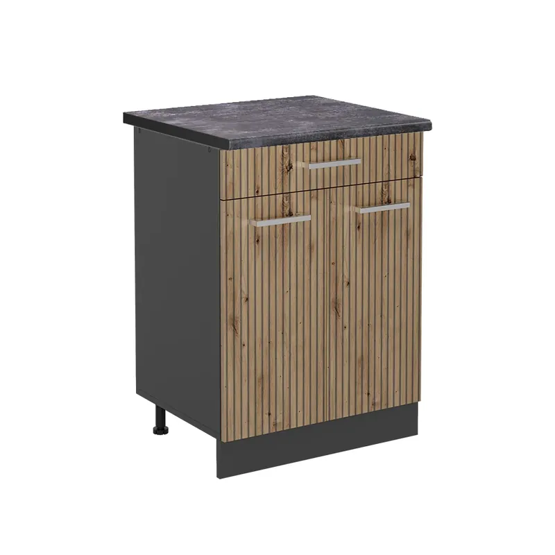 Spodní skříňka kuchyňské linky R-Line Řemeslný dub 60 cm , PD Antracit Vicco Autentický