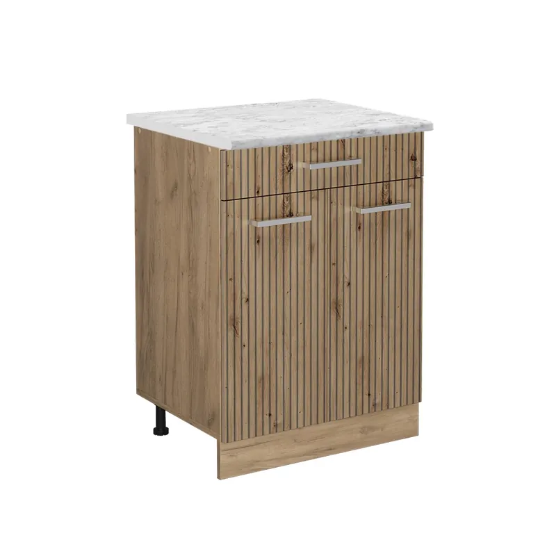 Značkový Spodní skříňka kuchyňské linky R-Line Řemeslný dub 60 cm PD Mramor Vicco