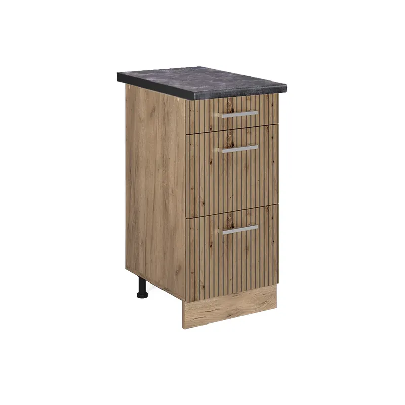 Spodní skříňka kuchyňské linky R-Line Řemeslný dub 40 cm se zásuvkami, PD Antracit Vicco Akční Nabídka