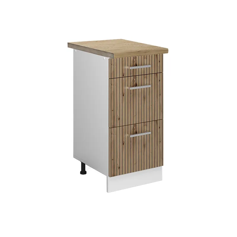Koupit Online Spodní skříňka kuchyňské linky R-Line Řemeslný dub 40 cm se zásuvkami, PD Dub Vicco