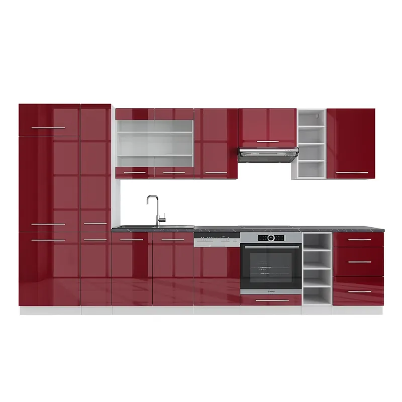 Značkový Kuchyňský kout Fame-Line Bordeaux vysoký lesk/bílá 355 cm , PD Antracit Vicco