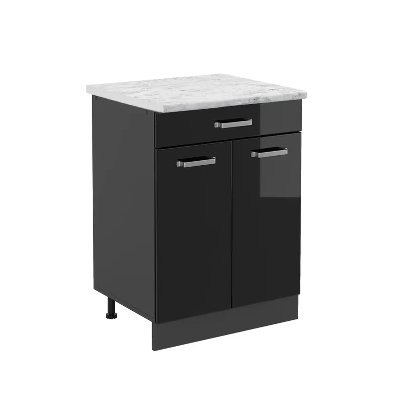 Spodní skříňka kuchyňské linky R-Line Černý vysoký lesk 60 cm PD Mramor Vicco Originální