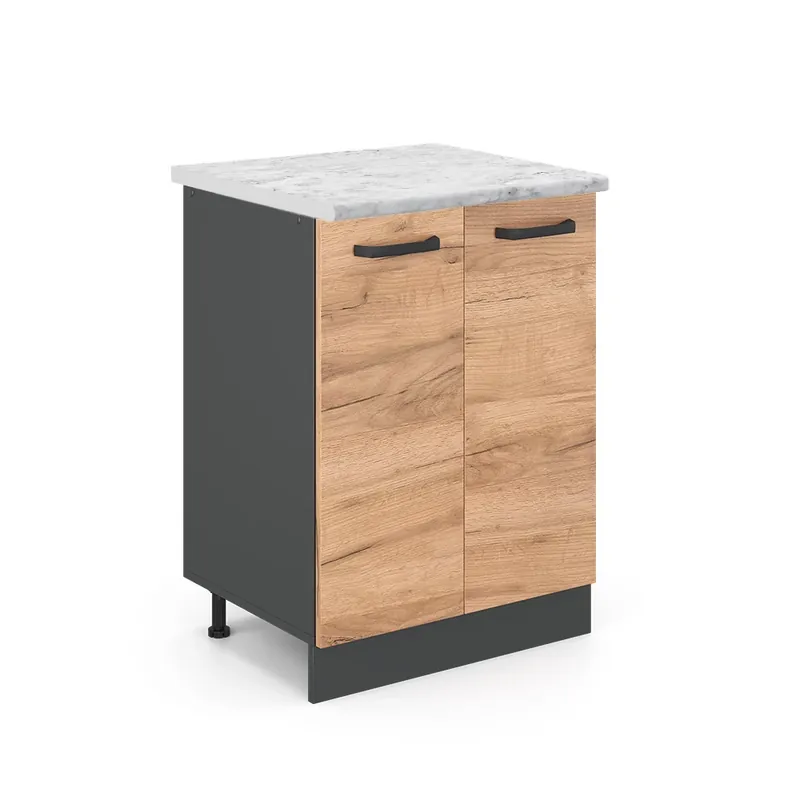Originální Spodní skříňka kuchyňské linky R-Line Zlatý mocný dub 60 cm PD Mramor Vicco
