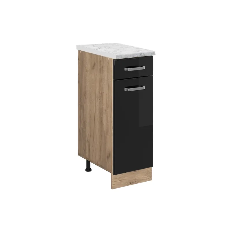 Speciální Cena Spodní skříňka kuchyňské linky R-Line Černý vysoký lesk 30 cm PD Mramor Vicco