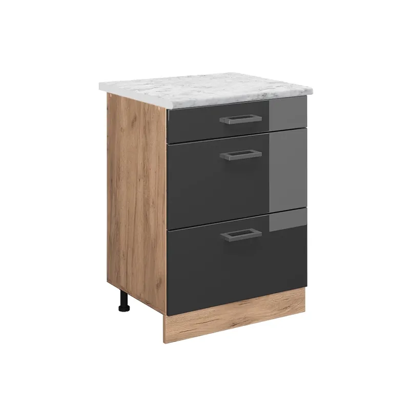 Spodní skříňka kuchyňské linky R-Line Antracitový vysoký lesk 60 cm PD Mramor Vicco Značkový