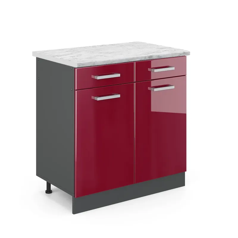 Spodní skříňka kuchyňské linky R-Line Červená vysoký lesk 80 cm PD Mramor Vicco Výhodná Nabídka