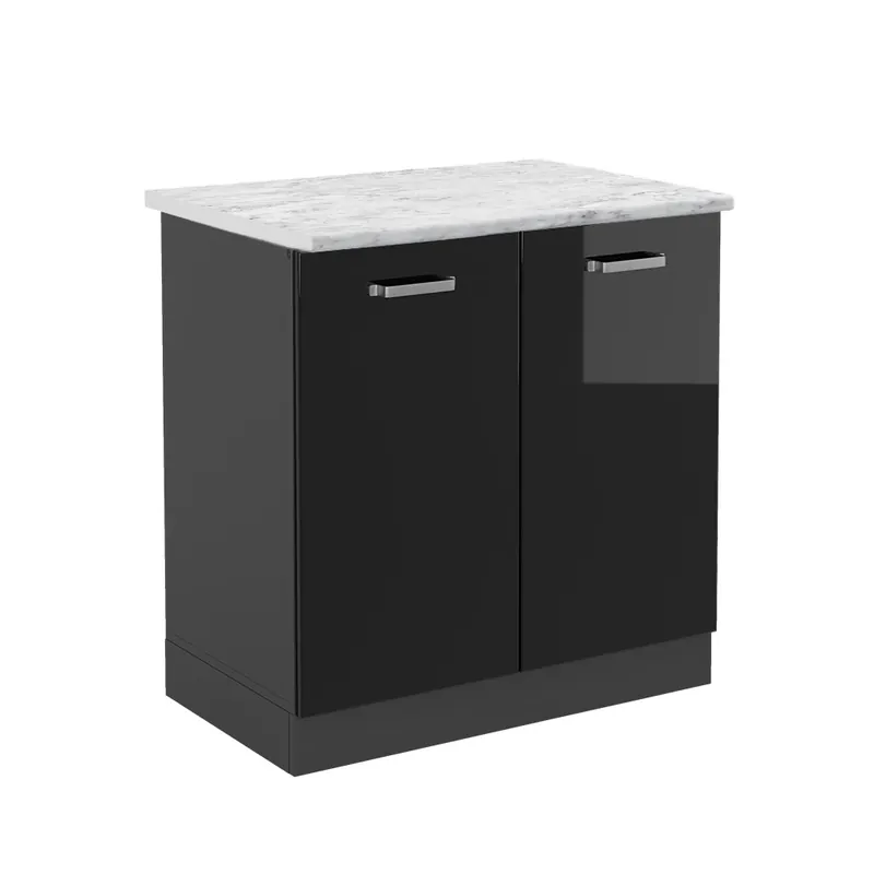 Vrácení Zdarma Skříňka pod dřez R-Line Černý vysoký lesk 80 cm PD Mramor Vicco