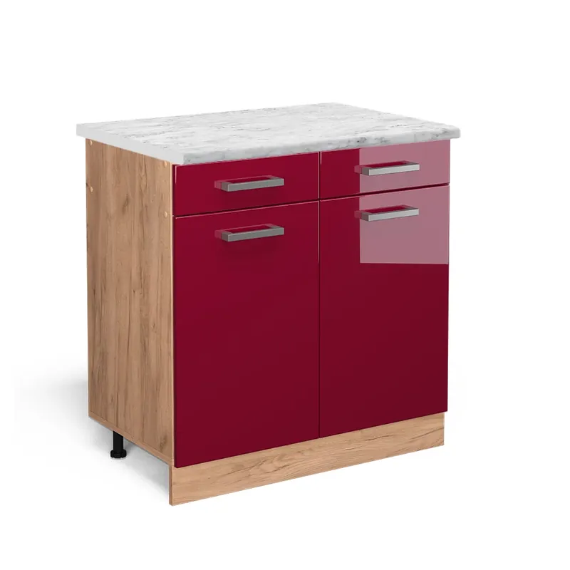 Spodní skříňka kuchyňské linky R-Line Červená vysoký lesk 80 cm PD Mramor Vicco Must-Have