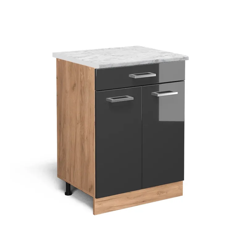 Vrácení Zdarma Spodní skříňka kuchyňské linky R-Line Antracitový vysoký lesk 60 cm PD Mramor Vicco