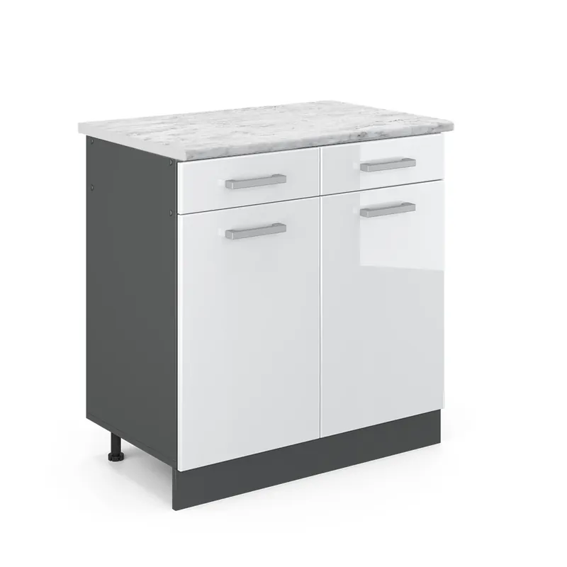 Spodní skříňka kuchyňské linky R-Line Bílá vysoký lesk 80 cm PD Mramor Vicco Jen Po Omezenou Doba