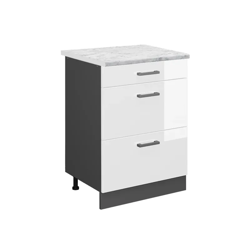 Ověřený Spodní skříňka kuchyňské linky R-Line Bílá vysoký lesk 60 cm PD Mramor Vicco