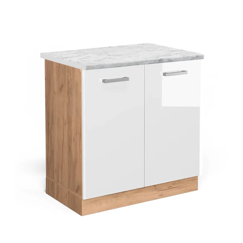 Pouze Dnes Skříňka pod dřez R-Line Bílá vysoký lesk 80 cm PD Mramor Vicco