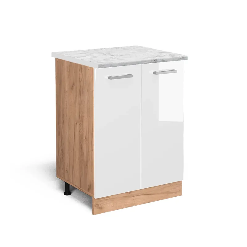 Nejlepší Cena Spodní skříňka kuchyňské linky R-Line Bílá vysoký lesk 60 cm PD Mramor Vicco