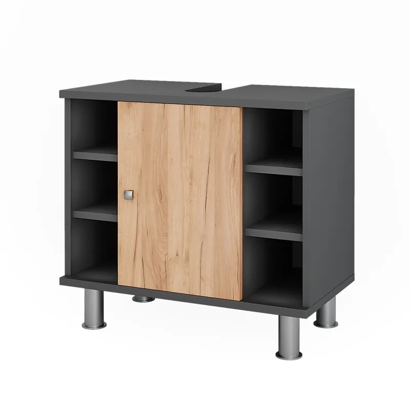 Pouze Dnes Toaletní skříňka pro umyvadlo Fynn Zlatý dub power/antracit 60 x 54 cm se 6 policemi Vicco
