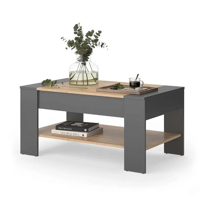 Vrácení Zdarma Konferenční stolek August Zlatý dub power/antracit 99.6 x 58.8 cm se zásuvkou Vicco