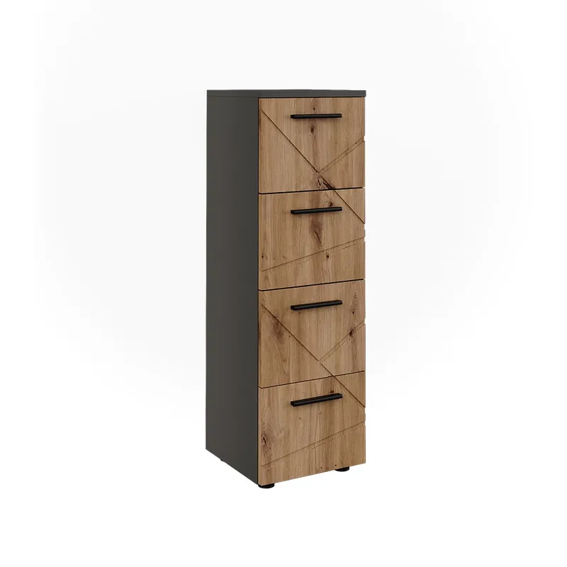 Expresní Doručení Midi skříňka Irma Antracit/Zlatý mocný dub 30 x 95 cm se 4 zásuvkami Vicco